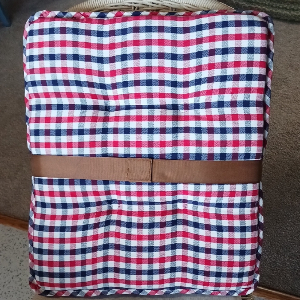 Cracker Barrel Gingham Rocker Cushion Set - Red, White, Blue - Picture 3 of 8